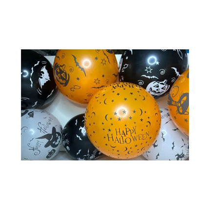 Globo Halloween X 100 Unidades Negro Y Naranja