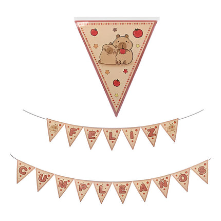 Banderin De Capibara Feliz Cumpleaños 17 Piezas X