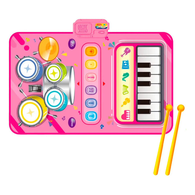 Alfomba Manta Musical Bateria Y Piano 2 En 1 Rosa Chicle