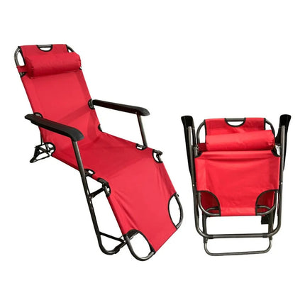 Silla Reposera Reclinable  De Lona Oxford Roja Rojo