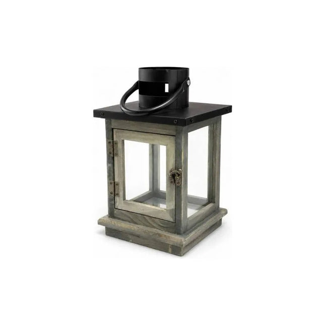 Farol Decorativo Rústico De Madera Y Metal Cgf01263 Marrón