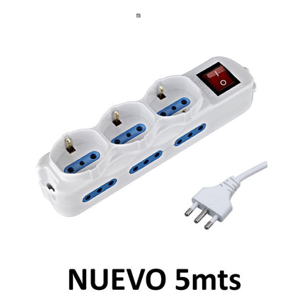 Alargue 3 Schuko + 6 Modulos  5 Metros  Jov 203077 Blanco