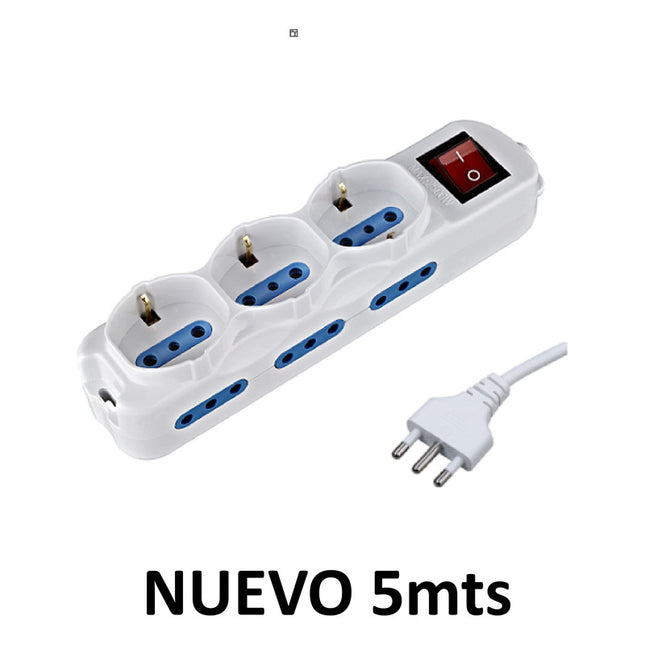 Alargue 3 Schuko + 6 Modulos  5 Metros  Jov 203077 Blanco