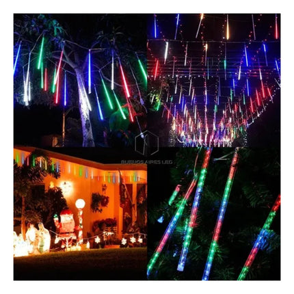 Tubo Led Lluvia Meteoro Luces 30cm Guirnalda Multicolor 220v X