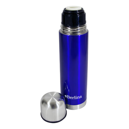 Termo 500cc Bala Color Azul, Pico Botón, Base Antideslizante Azul