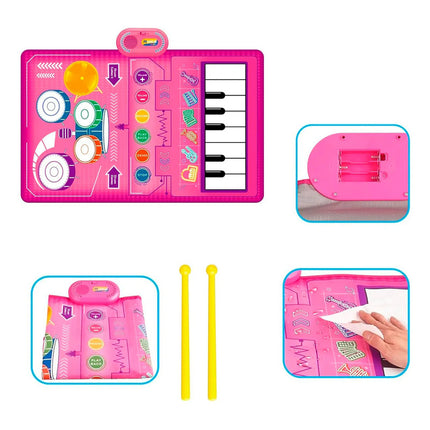 Alfomba Manta Musical Bateria Y Piano 2 En 1 Rosa Chicle