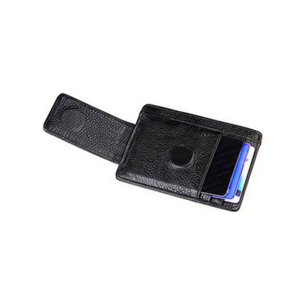 Porta Tarjetas Anti Robo Cuero Con Clip  Negro