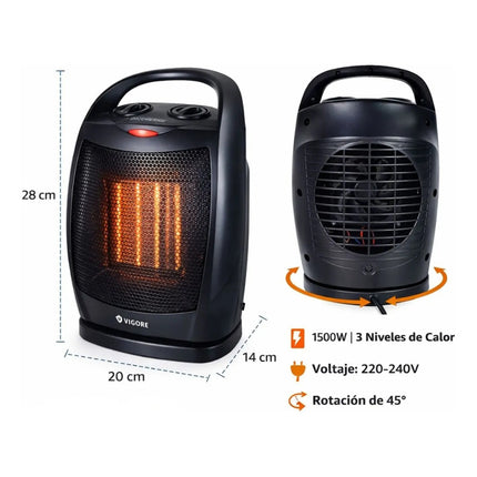 Calentador Estufa Eléctrica Vigore Oscilante 1500w Negro