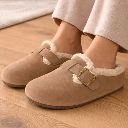 Pantuflas Zuecos De Corderito Cgs00753/4/5 Crudo Con Hebilla Decorativa 37