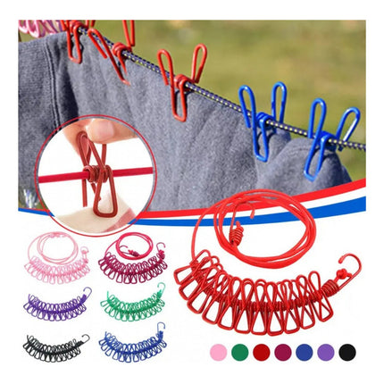 Cuerda Elastica Para Colgar Ropa Con Palillos V