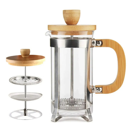 Cafetera Prensa Francesa Bambu Y Acero 350ml Bamboo