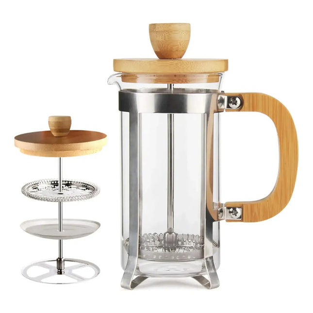 Cafetera Prensa Francesa Bambu Y Acero 350ml Bamboo