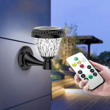 Lampara Led Solar Pared Rgb, Luz Cálida Y Fría Con Control Negro