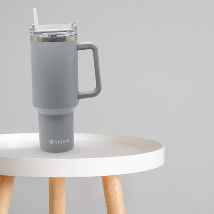 Vaso Termico Vigore Con Tapa Y Sorbito Gris 1200ml Gris Lisa