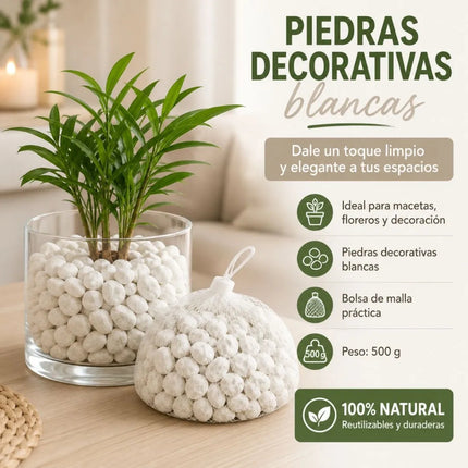 Piedras Blancas En Malla Para Decoración 500gr. Cgf01169 Blanco 1 Cm 4 Cm