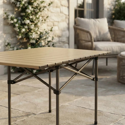 Mesa De Camping Plegable Rectangular 95x55 Beige