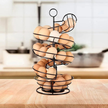 Huevera Soporte Metálico Organizador De Huevos En Espiral Negro