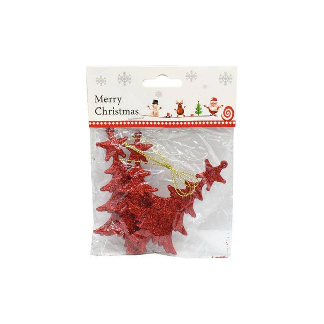 Adorno De Navidad Colgante Con Brillos X 3. Rojo Ccm00744 Rojo