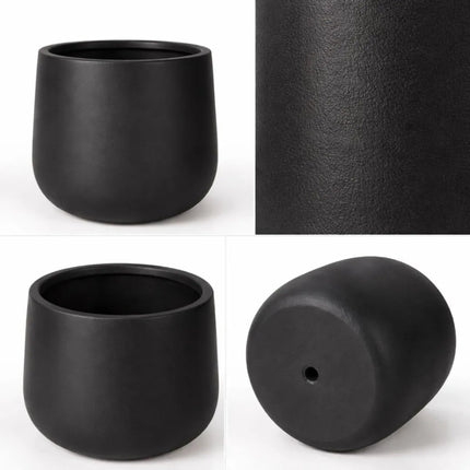 Maceta Alta Texturizada Negra 33x38cm. Cgt00237 Negro Cgt00237