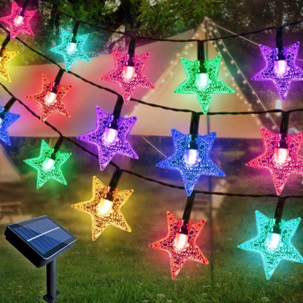 Guia De Luces Solar Forma Estrellas Guirnalda Decoración
