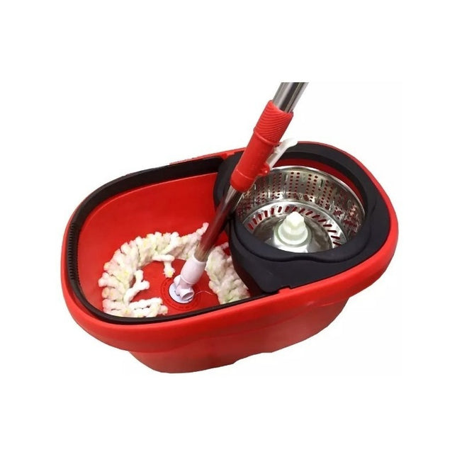 Balde Mopa Giratoria Centrifugador De Acero X 3  Roja
