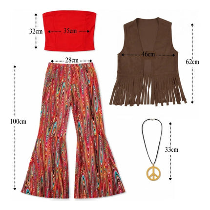 Disfraz Para Adulto Conjunto Retro Rojo Nostalgia Rojo M