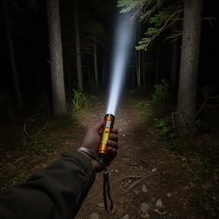 Linterna Led Recargable Con Puntero Laser Tipo Bala Blanca