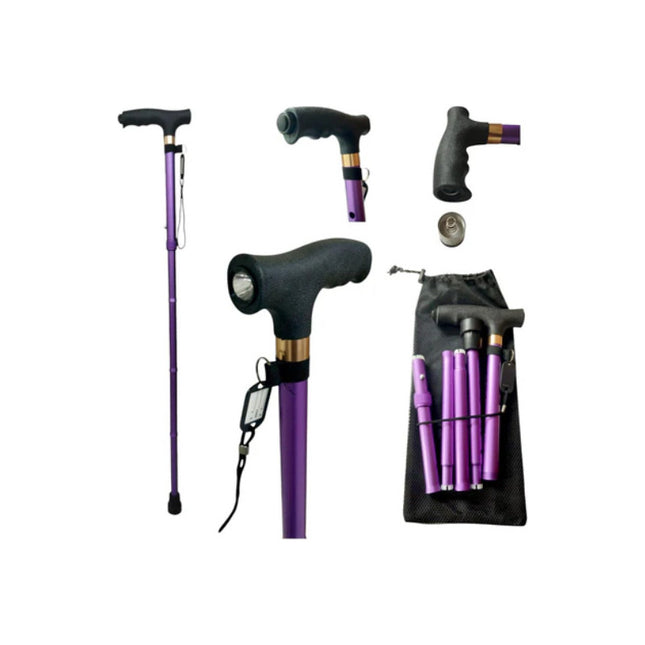 Bastón Plegable Regulable De Metal Con Luz X