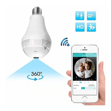 Camara Lampara Led 360 Hd Luz Audio Graba Seguridad Blanco
