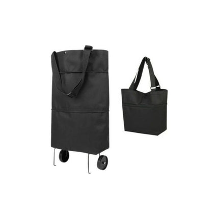 Bolso De Tela Con Ruedas Plegable 52x40cm. Negro