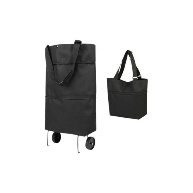 Bolso De Tela Con Ruedas Plegable 52x40cm. Negro