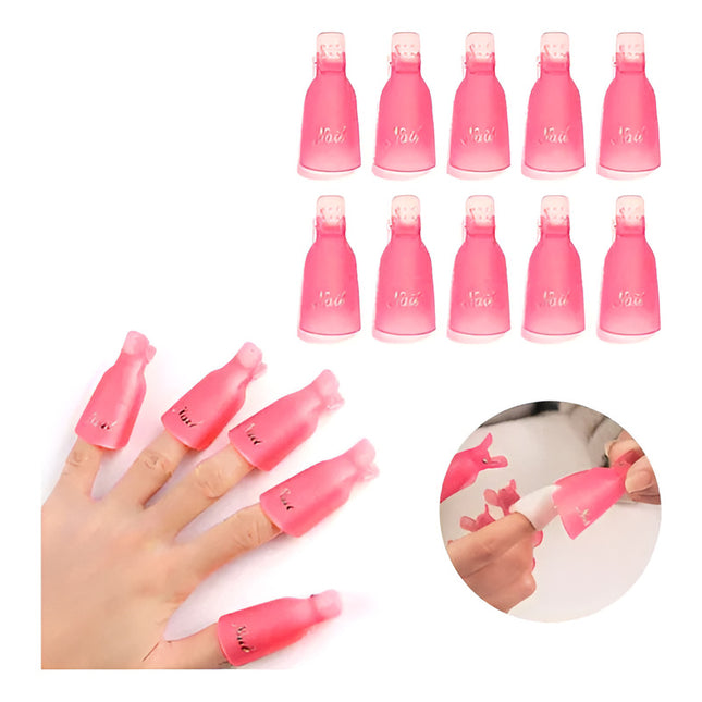 Pinzas Clip Removedor Esmalte Acrílico O Gel X 10 Unidades