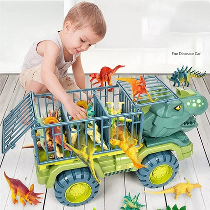 Camion De Transportador P/15 Dinosaurios Juguete Regalo Niño Dinosaurio Verde