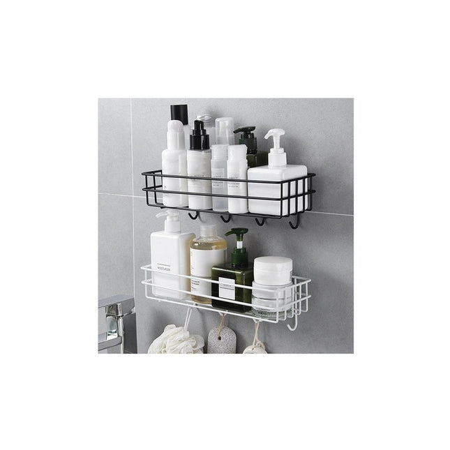 Canasto Organizador Adhesivo Metal Cocina Baño Con Ganchos