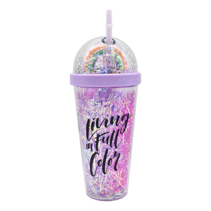 Vaso Acrílico Con Tapa Y Sorbito 380ml.