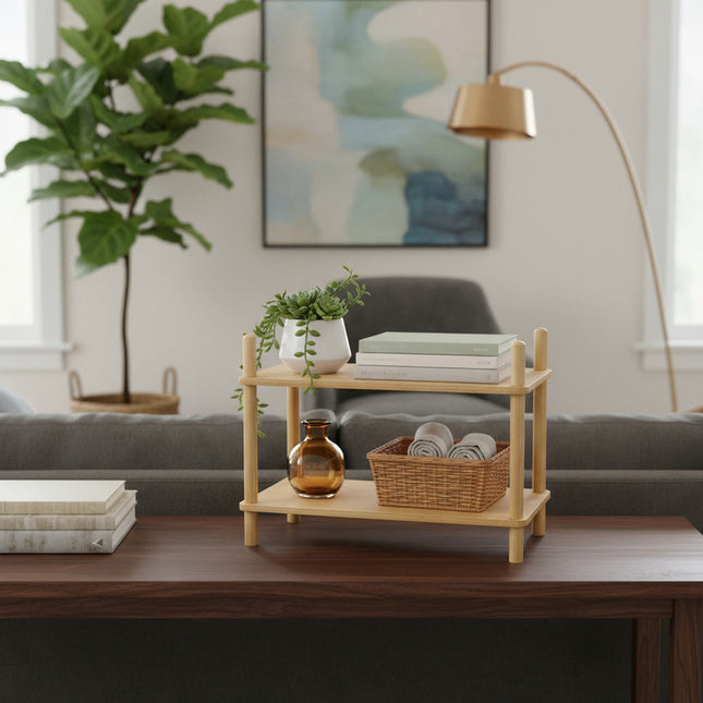 Mueble Estanteria De Bambu 2 Estantes Nuevo Madera