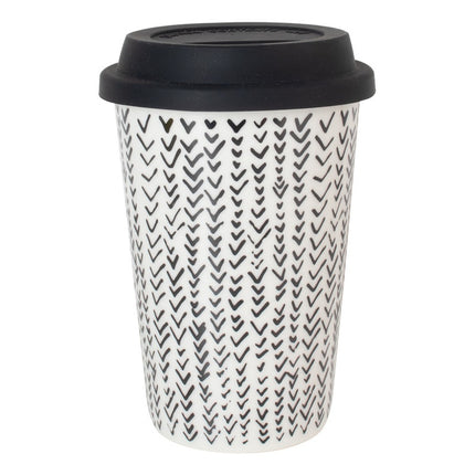 Taza Ceramica C/tapa 400ml 2 Diseños
