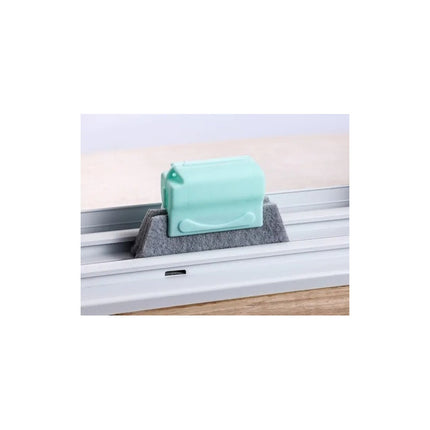 Limpiador De Riel Portatil Para Ventana Medidas 10x2cm Turquesa Y Gris