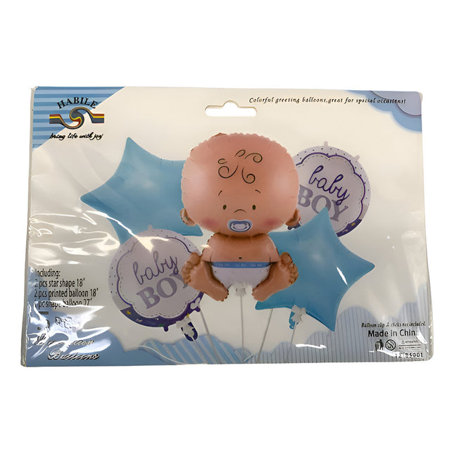 Globo Metalizado Bebe X5 Diseños, Celeste  Baby Shower Celeste Baby