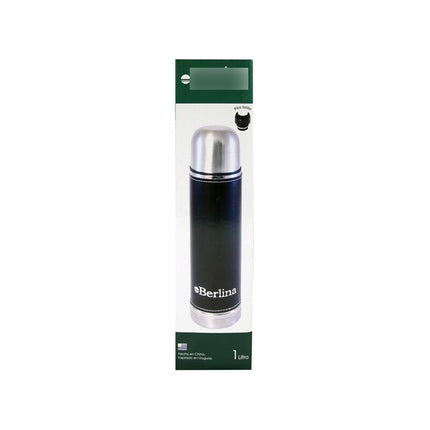 Termo 1l Bala Forrado Color Negro, Pico Botón, Base Antidesl Negro