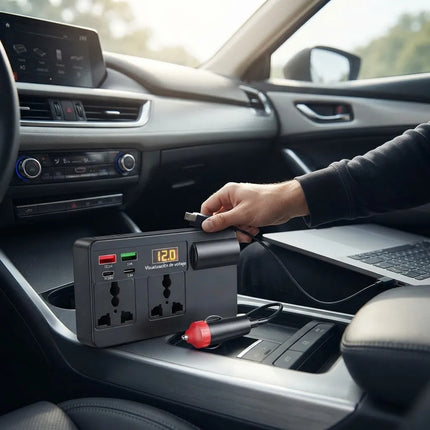 Convertidor Treqa Para Vehiculo Pd 30w Y 2 Tomas Ac 220v