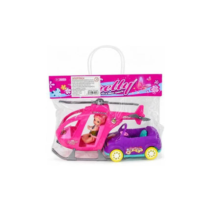 Muñeca Con Helicoptero Y Auto Ty372957 V