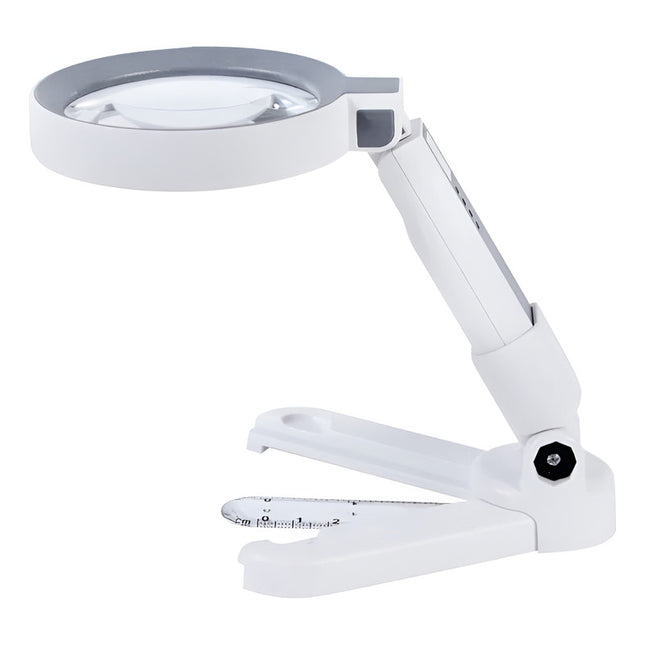 Lampara Led De Mesa Con Lupa  Brazo Ajustable Dh100sc Blanco