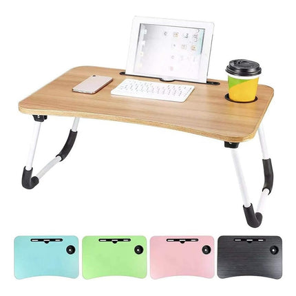 Mesa Desayuno Plegable Con Posa Vaso + Ranura Tablet
