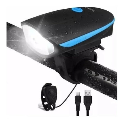 Farol Luz Led Delantera Con Boton De Bocina Bicicleta Bici