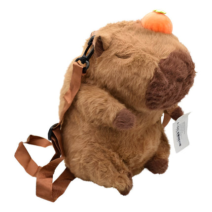 Peluche De Carpincho Capibara Con Correa Y Bolsillo Marrón