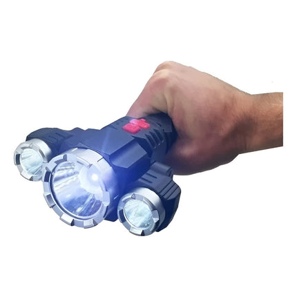 Linterna Recargable Led Triple De Mano Carga Usb Luz Pesca Blanco Blanco