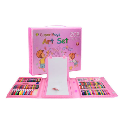 Set Kit De Arte 208 Piezas Maleta Didactica Rosado