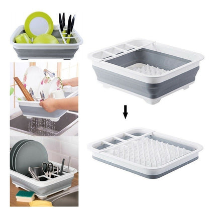 Seca Platos De Silicona Plegable Escurridor De Platos Cocina Gris