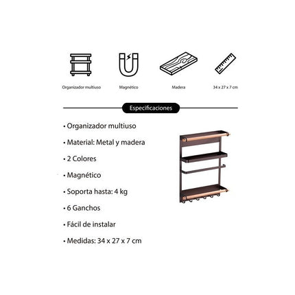 Estante Organizador Magnetico Multiuso P/cocina Acero Inox